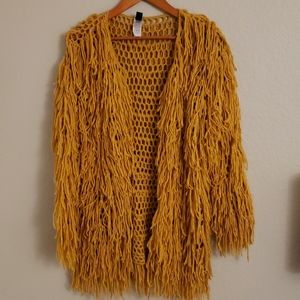 Golden Shaggy Fringe Cardigan